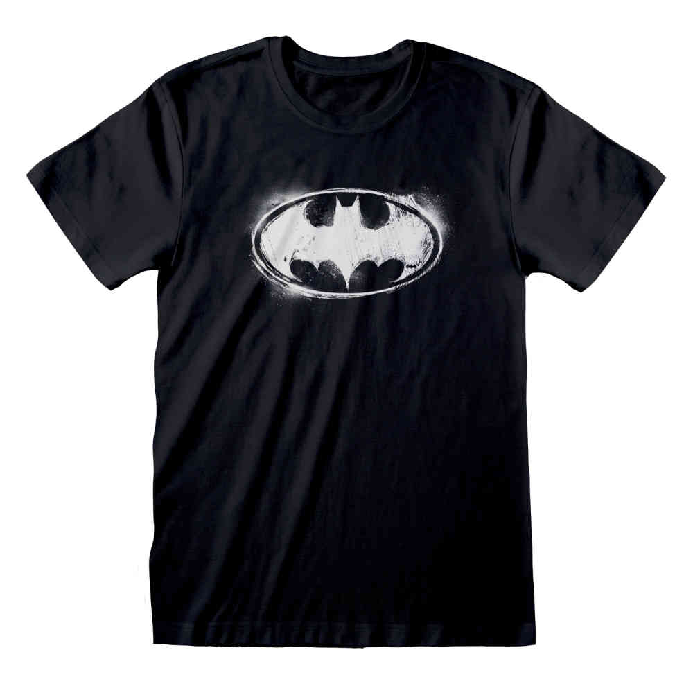 DC Comics Batman - BW Distressed Logo Herren T-Shirt - Schwarz